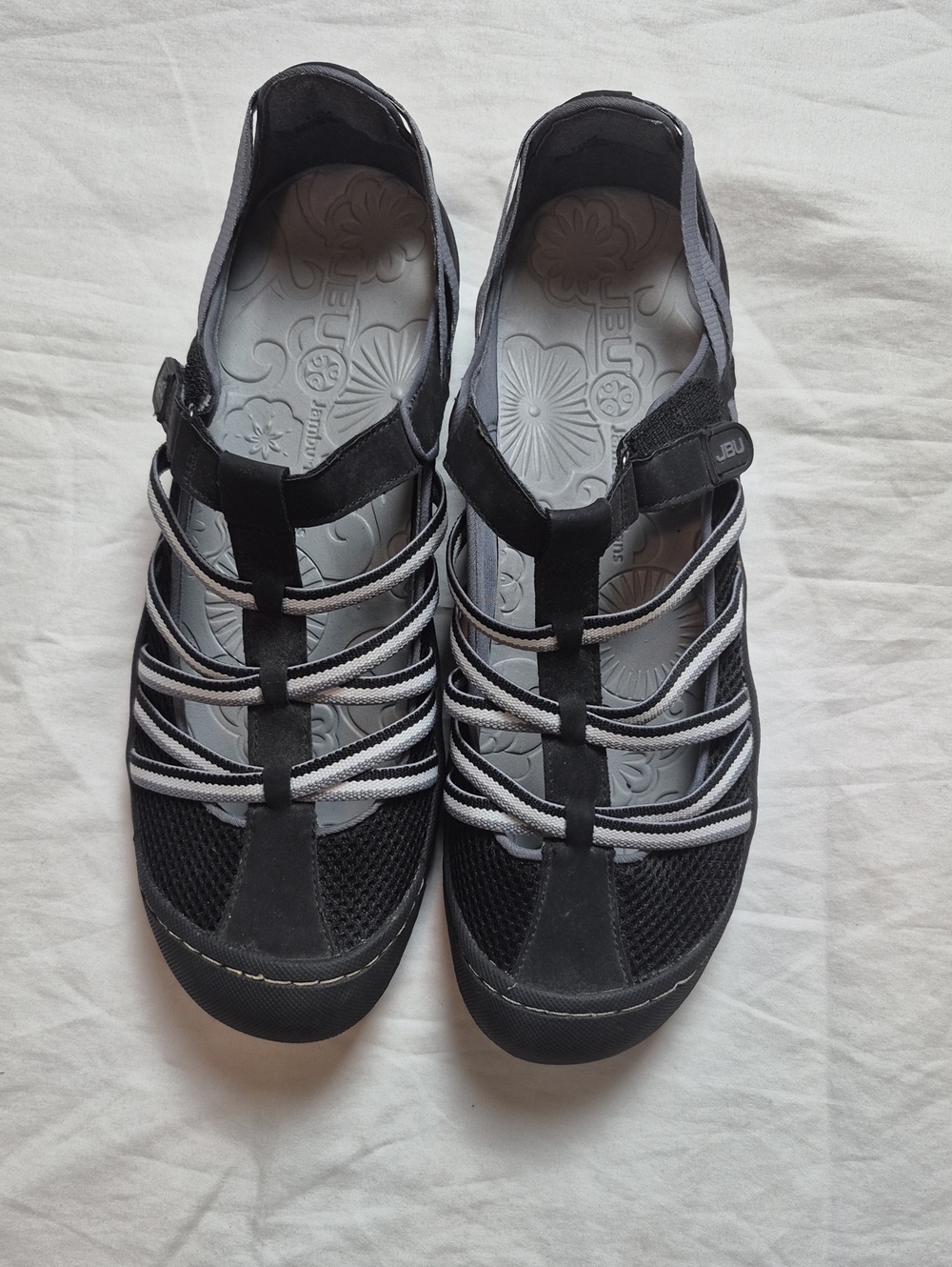 JBU Black Strappy Sport Sandals with Gray Accent Bands